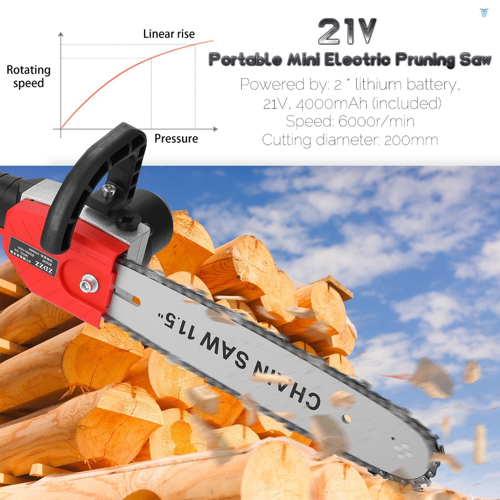 Cưa Điện Hai Pin 11.5 Inch 21V Nhỏ Gọn Có Thể Sạc Lại Dùng Làm Đồ Gỗ / Chế Tác Gỗ