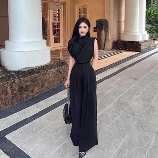 Set lụa 92wear cổ đổ mix quần ống rộng sb01