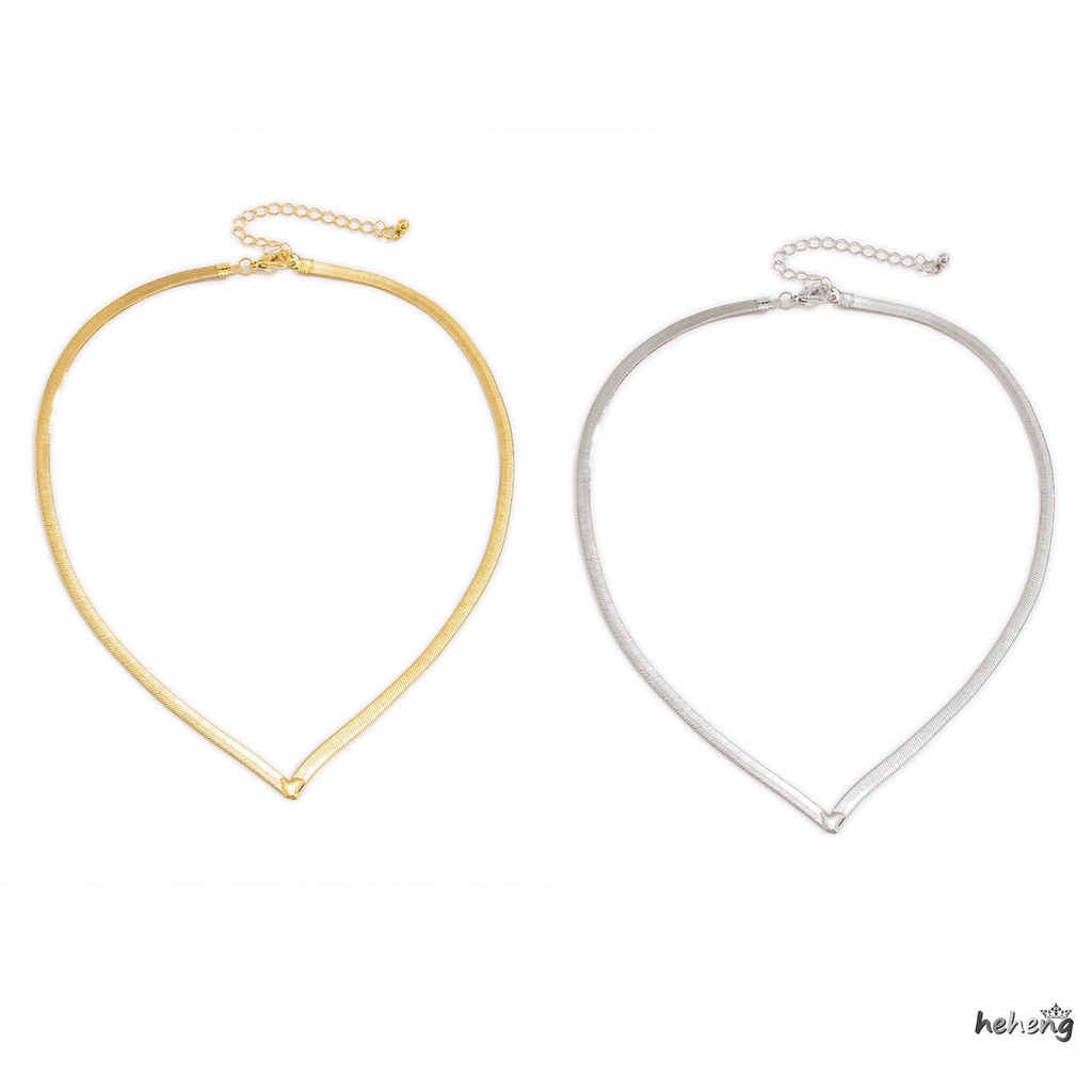 Vòng Cổ Dây Xích Hình Chữ V Trọng Lượng Nhẹ Màu Bạc Trang Trí Kiểu Hình Học