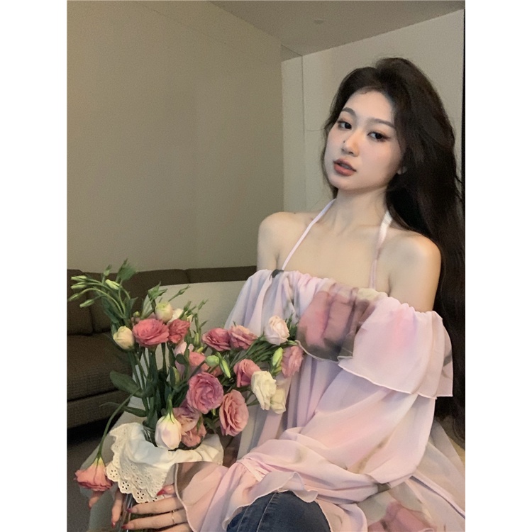 One Áo Voan Trễ Vai Dáng Rộng Thời Trang Mùa Hè Dành Cho Nữ