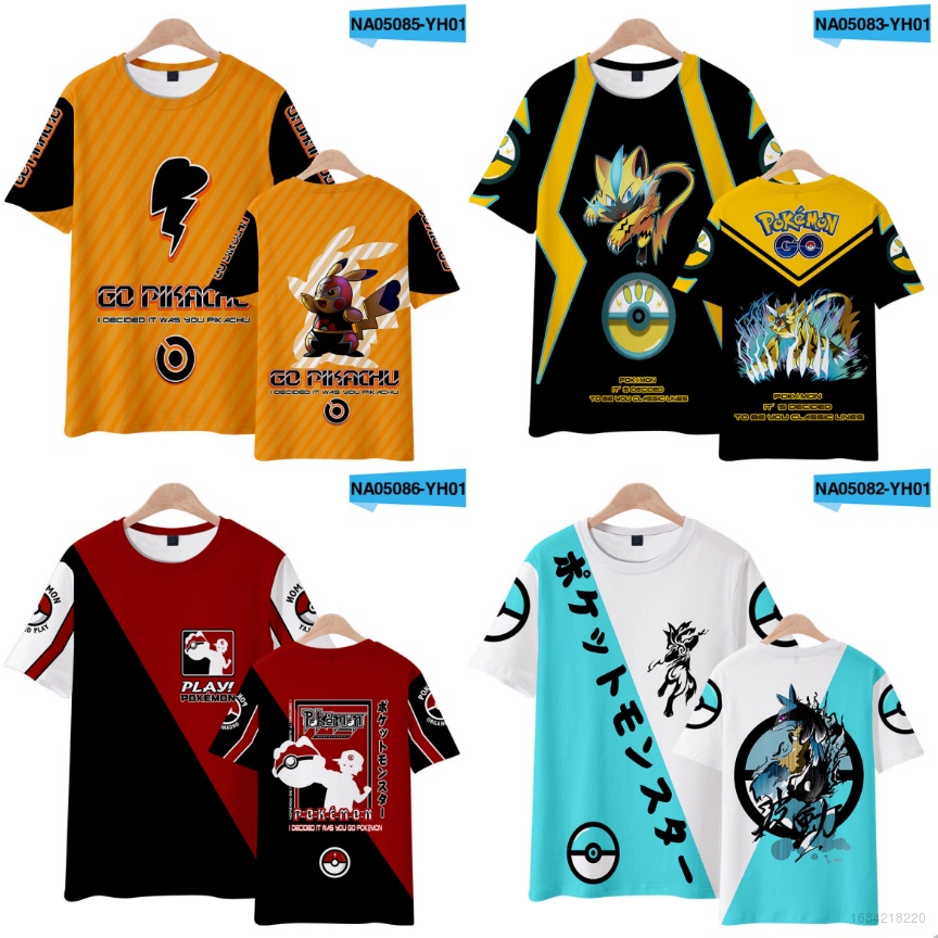 Áo Thun Tay Ngắn In Hình Pikachu 3d Phong Cách Harajuku Thời Trang Cho Trẻ Em Và Người Lớn