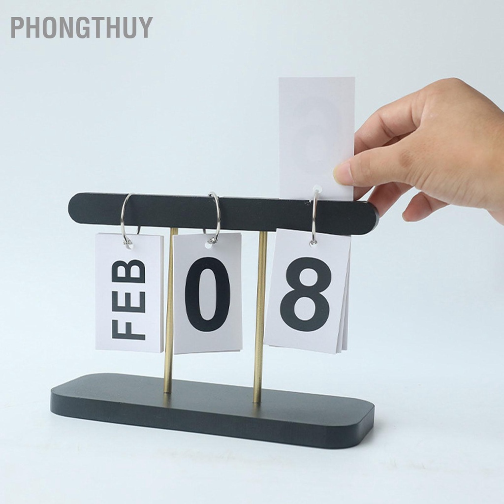 Lịch để bàn lật số bằng gỗ Phong cách Bắc Âu ins trang trí văn phòng thư viện gia đình