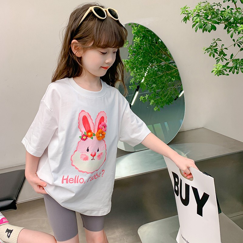 Áo Thun Cotton Tay Ngắn Phong Cách Hàn Quốc Thời Trang Mùa Hè Mới 2023 Dành Cho Bé Gái