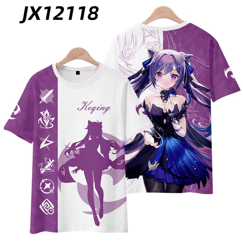 Áo Thun Tay Ngắn In Hình Anime Genshin Impact 3D Plus Size Cho Nữ