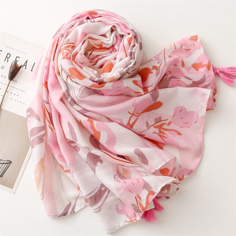 Khăn Choàng Đi Biển Chất Liệu Cotton Lanh Họa Tiết Hoa Thời Trang