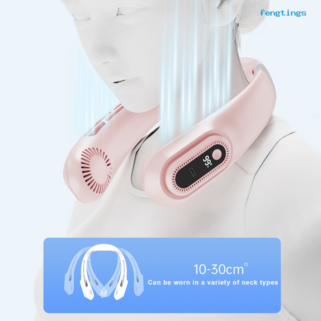 Quạt Làm Mát Đeo Cổ Thông Minh Không Cánh 3 Tốc Độ Màn Hình Kỹ Thuật Số Sạc USB