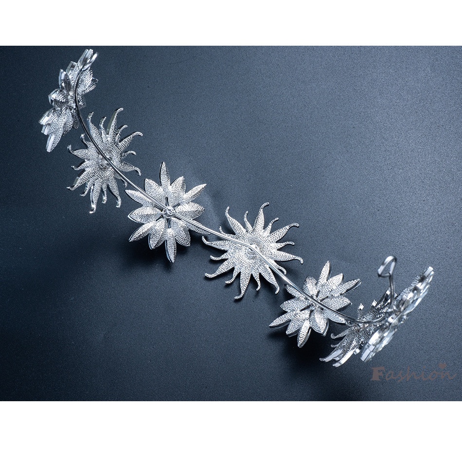 Băng Đô Hoa Tuyết Đính Đá Lấp Lánh Cho Cô Dâu