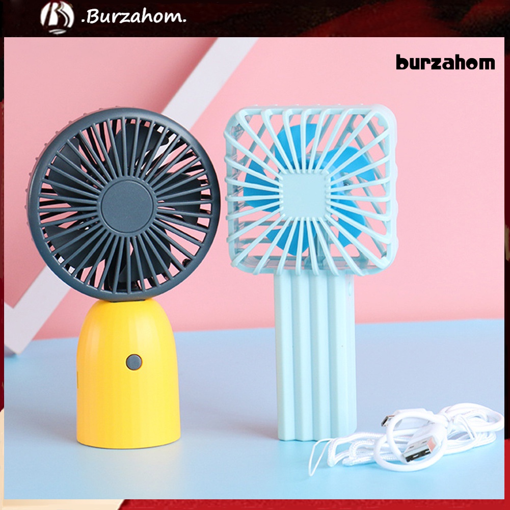 Quạt USB Cầm Tay Hình Vuông / Tròn Có Dây Đeo Tiện Dụng Cho Gia Đình / Văn Phòng