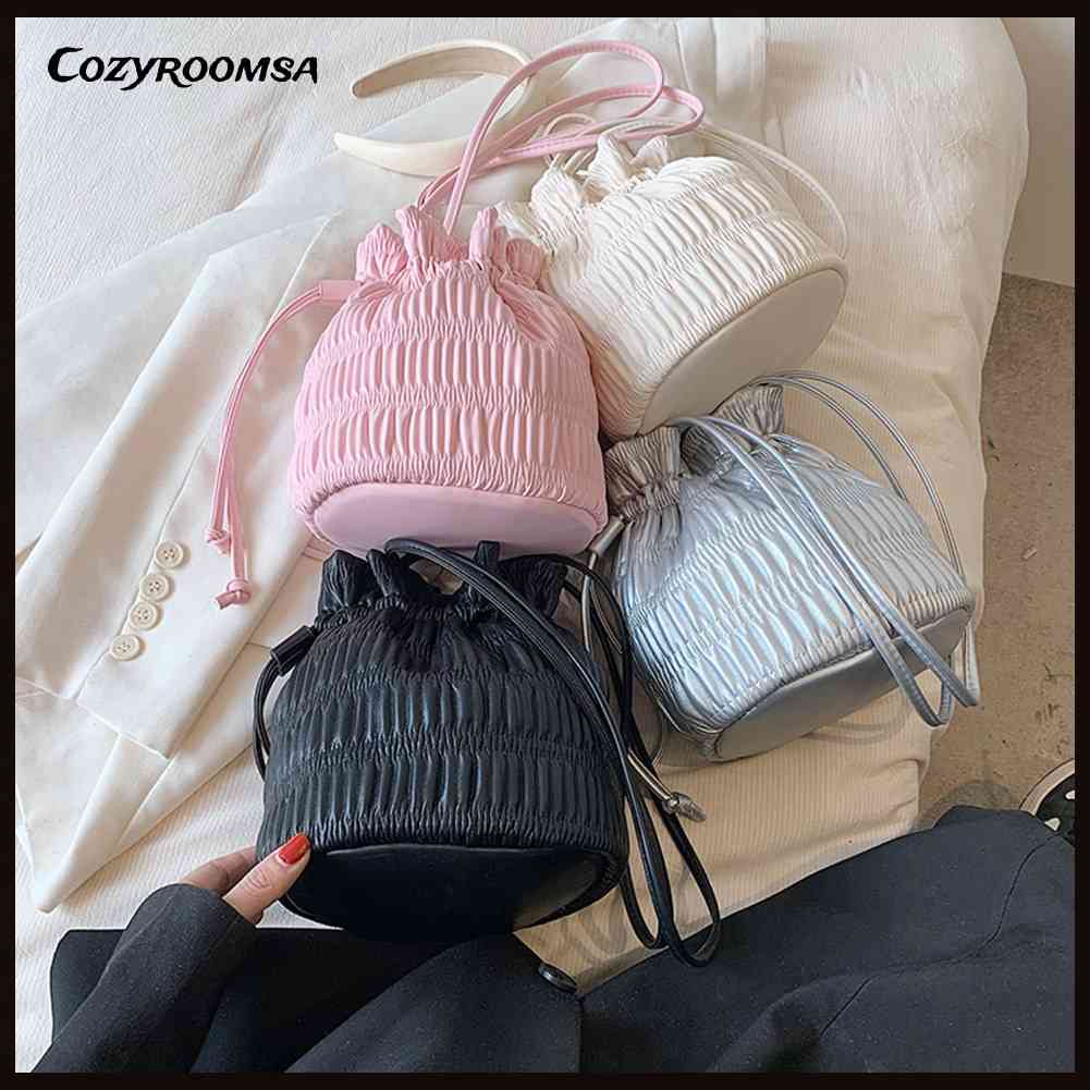 Túi Xách Mềm Mại Siêu Nhẹ Phối Dây Rút Xếp Ly Thời Trang Cho Nữ
