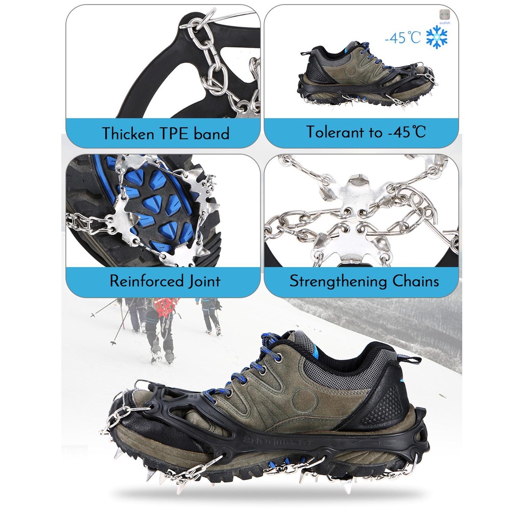 Lixada Dụng Cụ Hỗ Trợ Gậy Đi Trên Tuyết Kèm 19 Đinh Bằng Thép Không Gỉ Chống Trượt