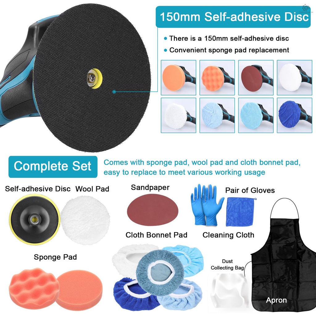 Máy Đánh Bóng Xe Hơi Không Dây 6 Tốc Độ Có Thể Điều Chỉnh Đa Năng