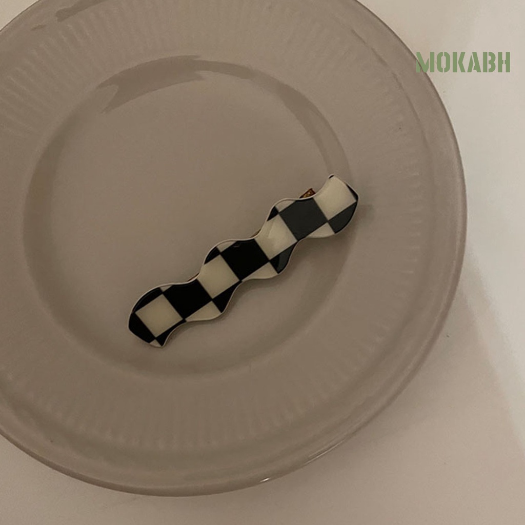 Kẹp Tóc Bằng Hợp Kim Acrylic Họa Tiết Sọc Caro Phong Cách Vintage Cho Nữ