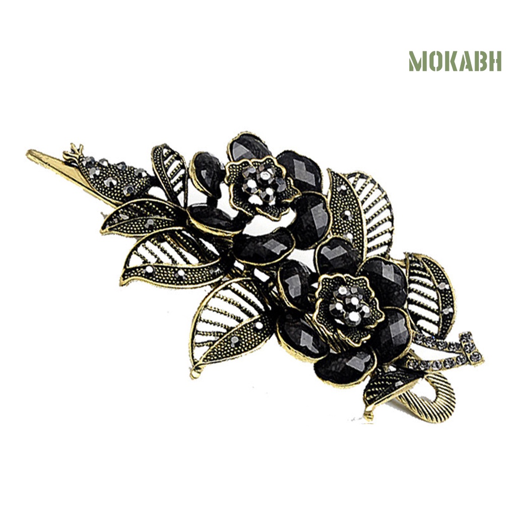 Kẹp Tóc Hình Hoa Hồng Bằng Kim Loại Đính Đá Lấp Lánh Thanh Lịch Cho Nữ