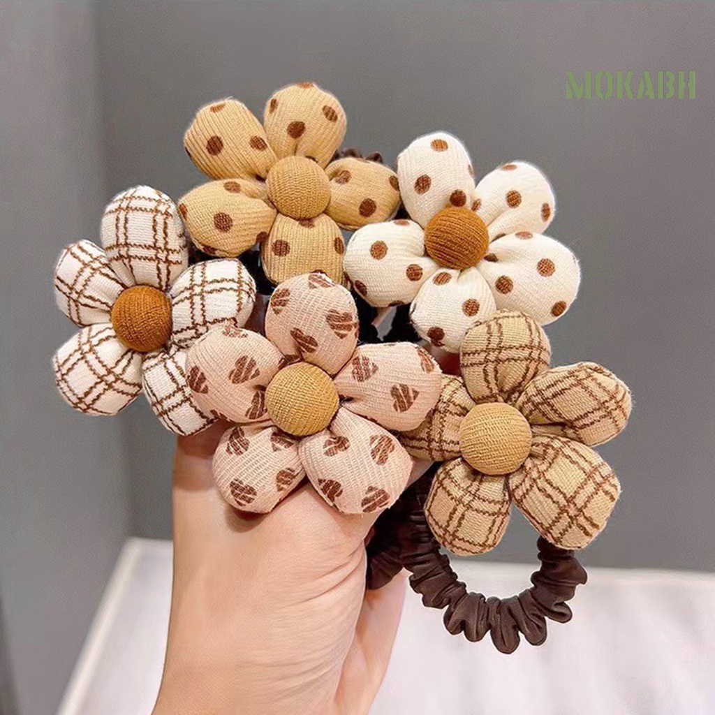 Dây Cột Tóc Co Giãn Hình Hoa Hoạt Hình Phong Cách Hàn Quốc Dễ Thương Cho Nữ
