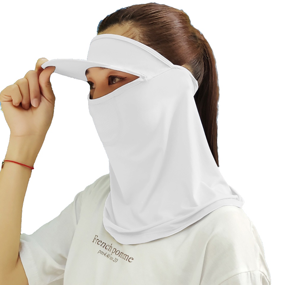 Mũ Chống Nắng Kèm Khẩu Trang Chống Tia UV Bằng Vải Lụa Mát Bảo Vệ Toàn Diện Tiện Dụng