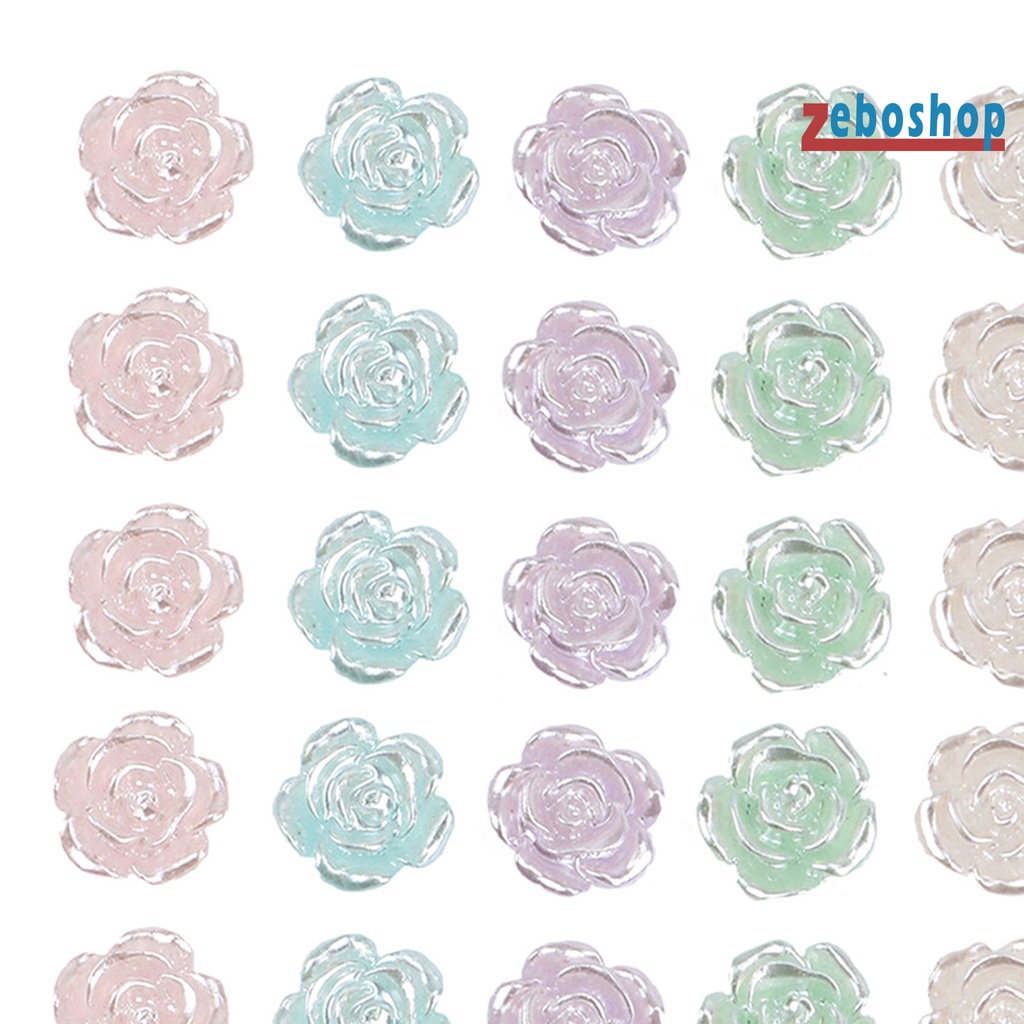 Bộ 50 Bông Hoa Trà Nhiều Màu Sắc Trang Trí Móng Tay Nghệ Thuật DIY