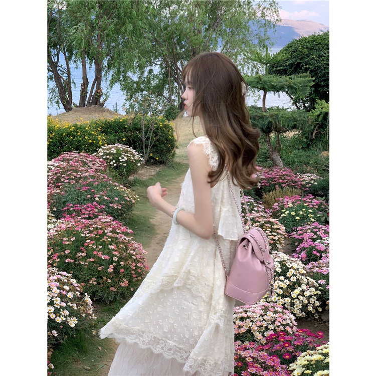 Đầm Dài Hai Dây Phối Ren Dáng Rộng Thời Trang Mùa Hè Hàng Mới