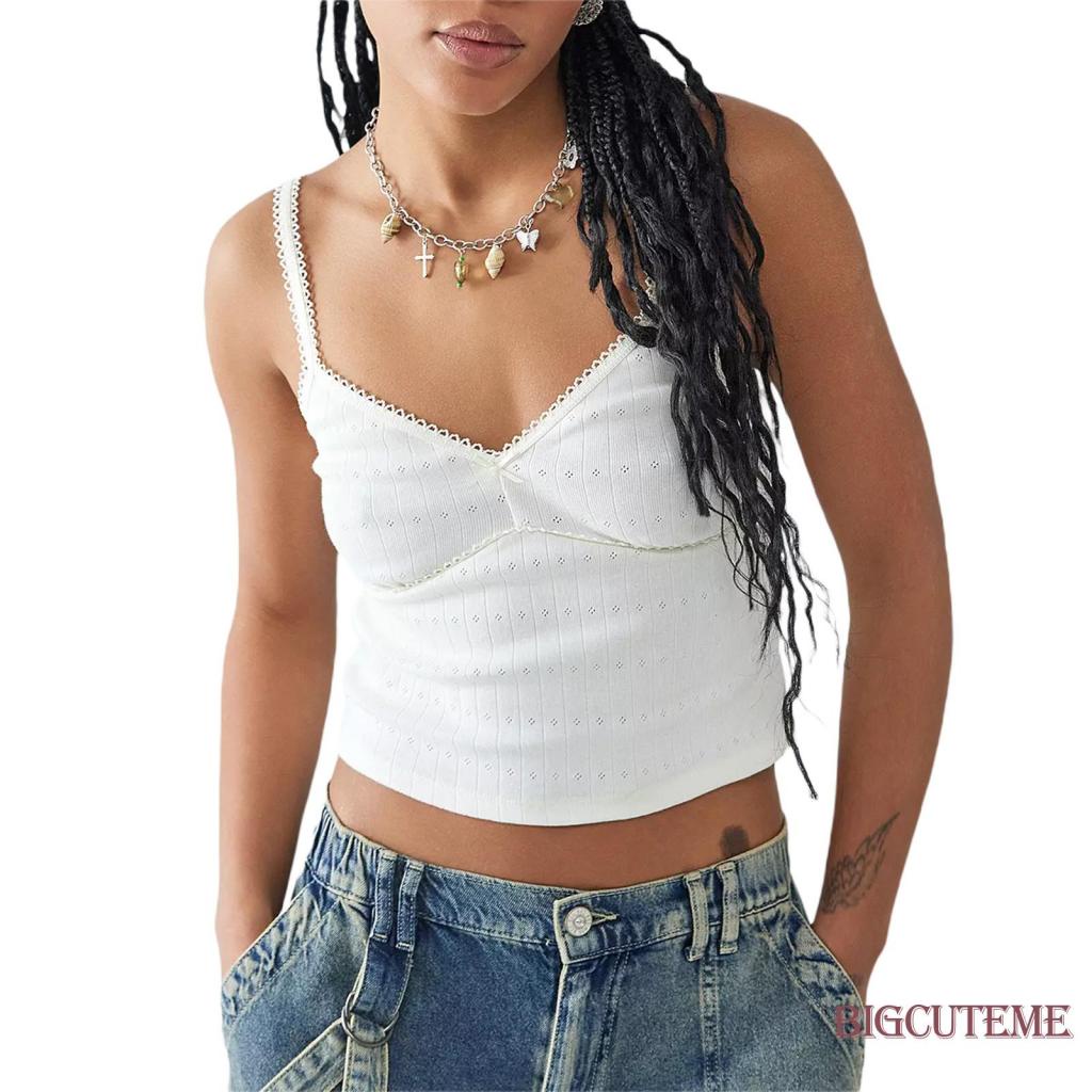 Áo Crop Top Hai Dây Jacquard Cổ Chữ V Thời Trang Mùa Hè Dành Cho Nữ