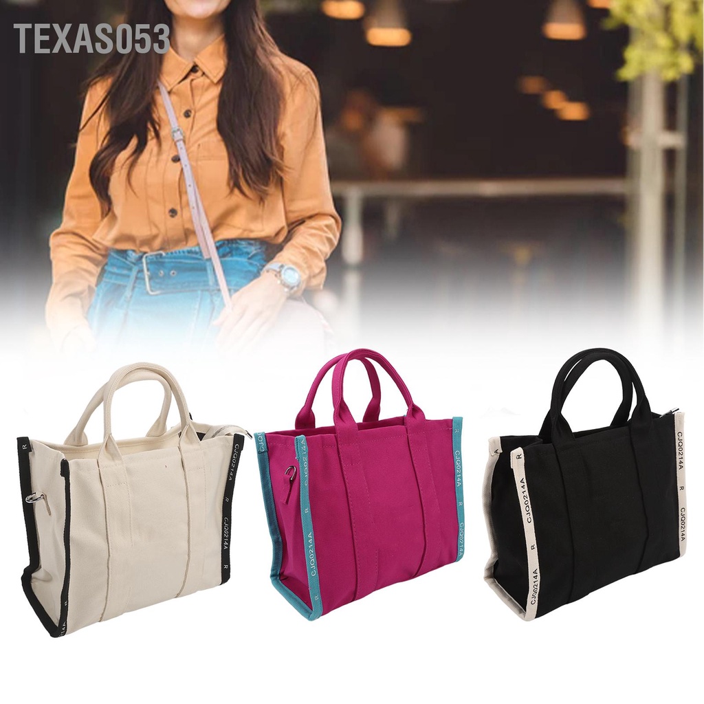 Texas053 Túi Vải Nữ Cổ Điển Khóa Kéo Công Suất Lớn Xách Canvas Có Dây Đeo