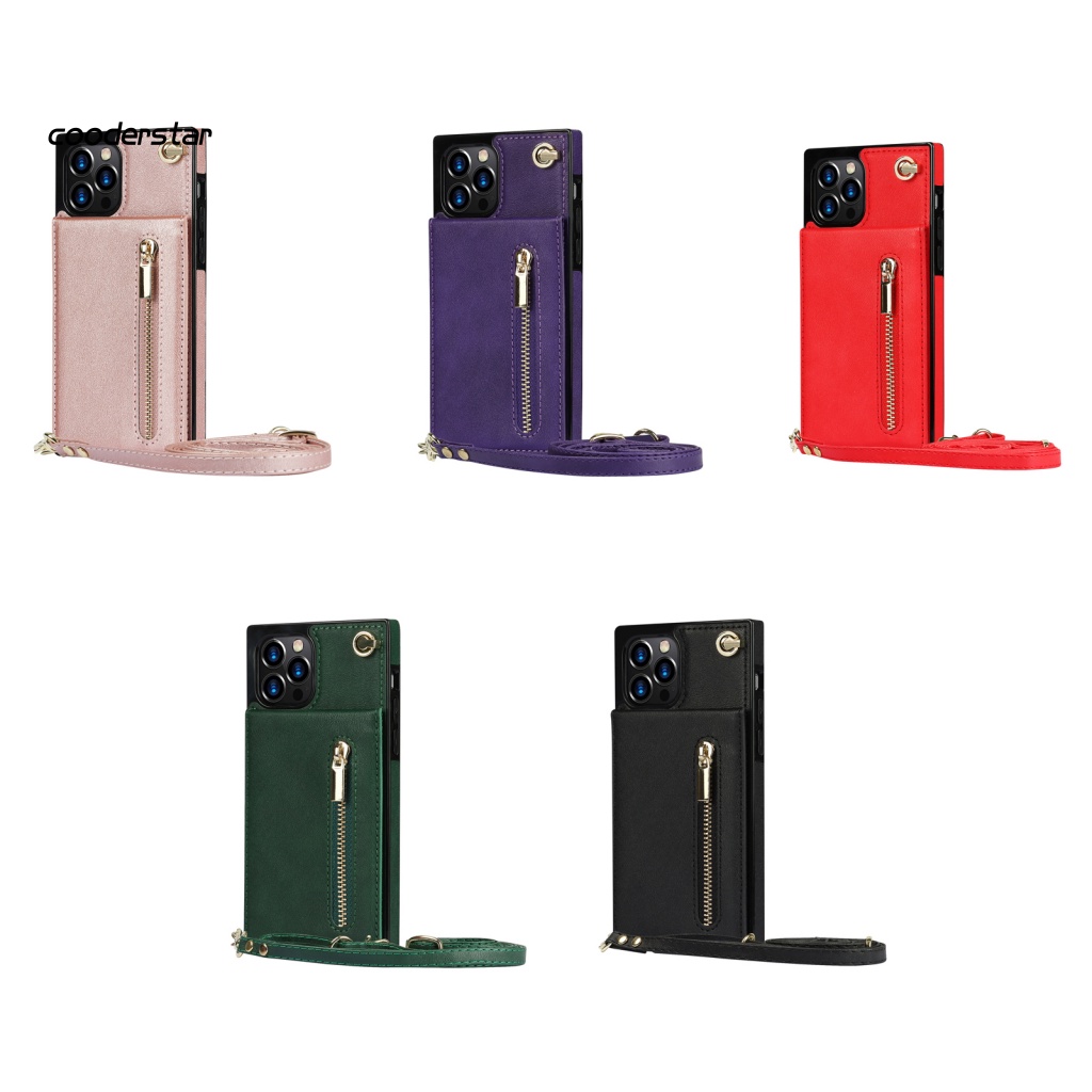 1 Set Bao Da Điện Thoại Mini Màu Sắc Sống Động Có Khóa Kéo Và Dây Đeo Cho iPhone 13