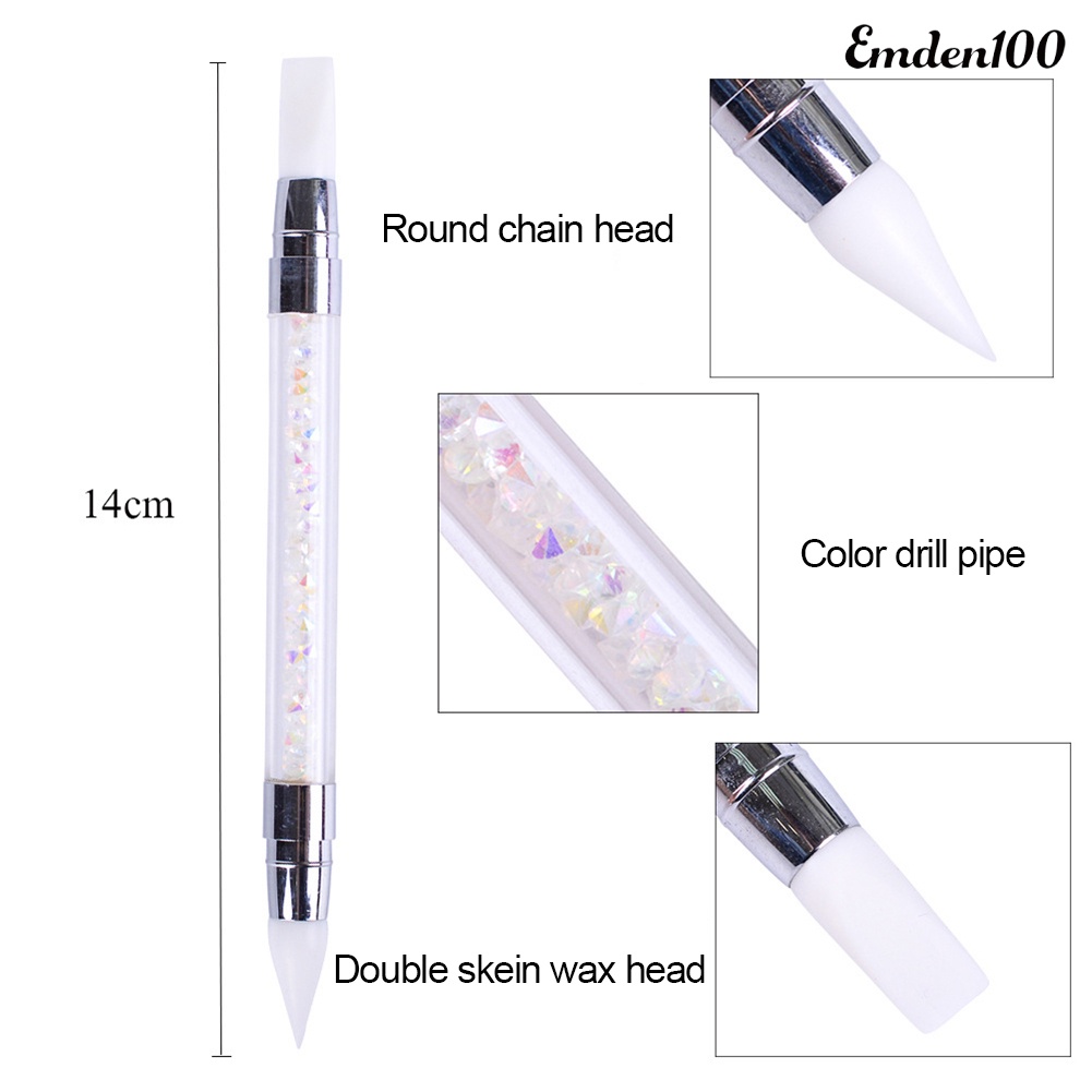 Bút Hai Đầu Nhọn Chất Liệu Silicone Đính Đá Trang Trí Móng Tay emden100