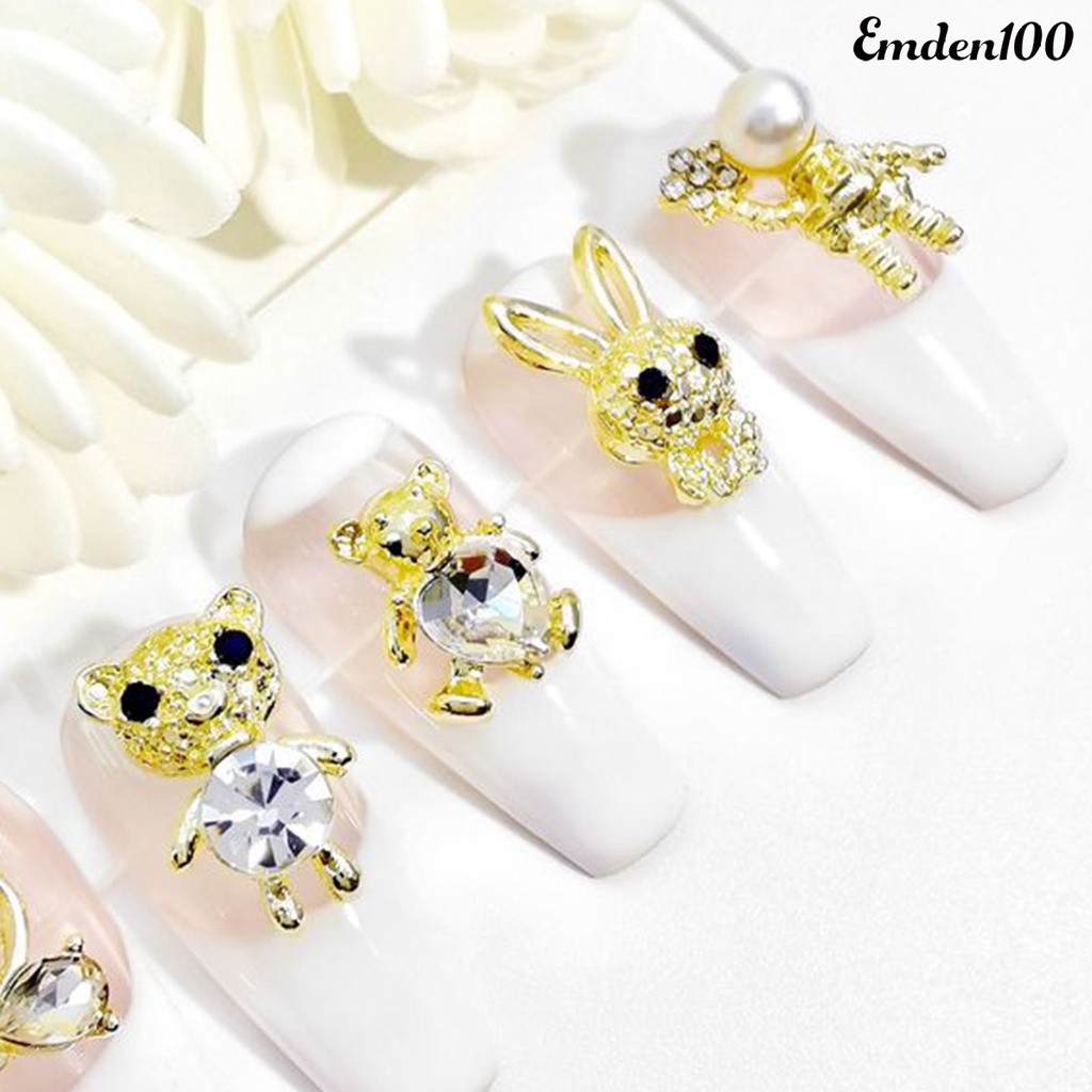 Set 100 / 100 Phụ Kiện Trang Trí Móng Tay Hình Gấu Bằng Hợp Kim Siêu Nhẹ DIY