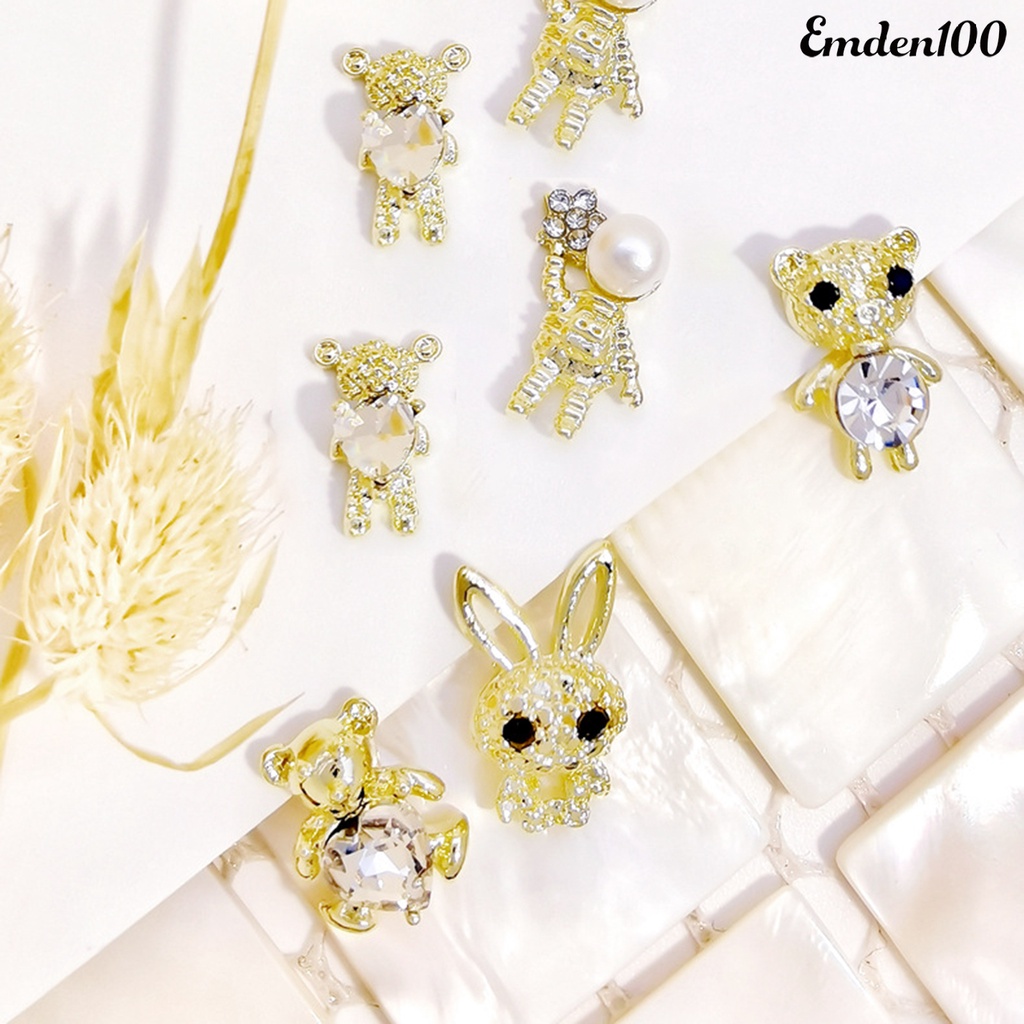 Set 100 / 100 Phụ Kiện Trang Trí Móng Tay Hình Gấu Bằng Hợp Kim Siêu Nhẹ DIY