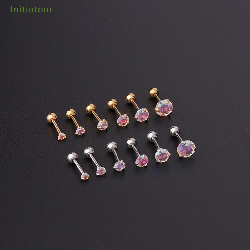 1 Khuyên Tai Xoắn Ốc Đính Đá Zircon Nhiều Màu Cho Nữ