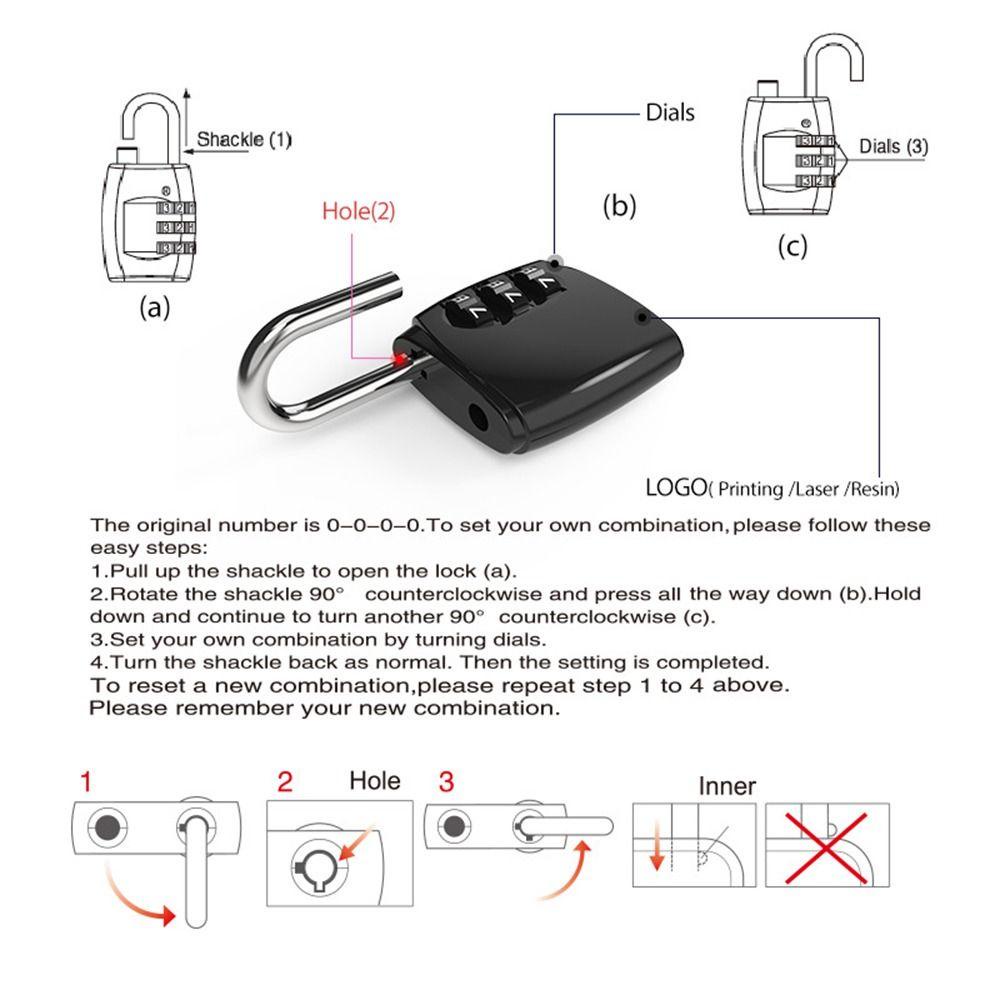 Ổ Khóa Mật Khẩu 3 Chữ Số Tiện Dụng Cho Ba Lô Du Lịch