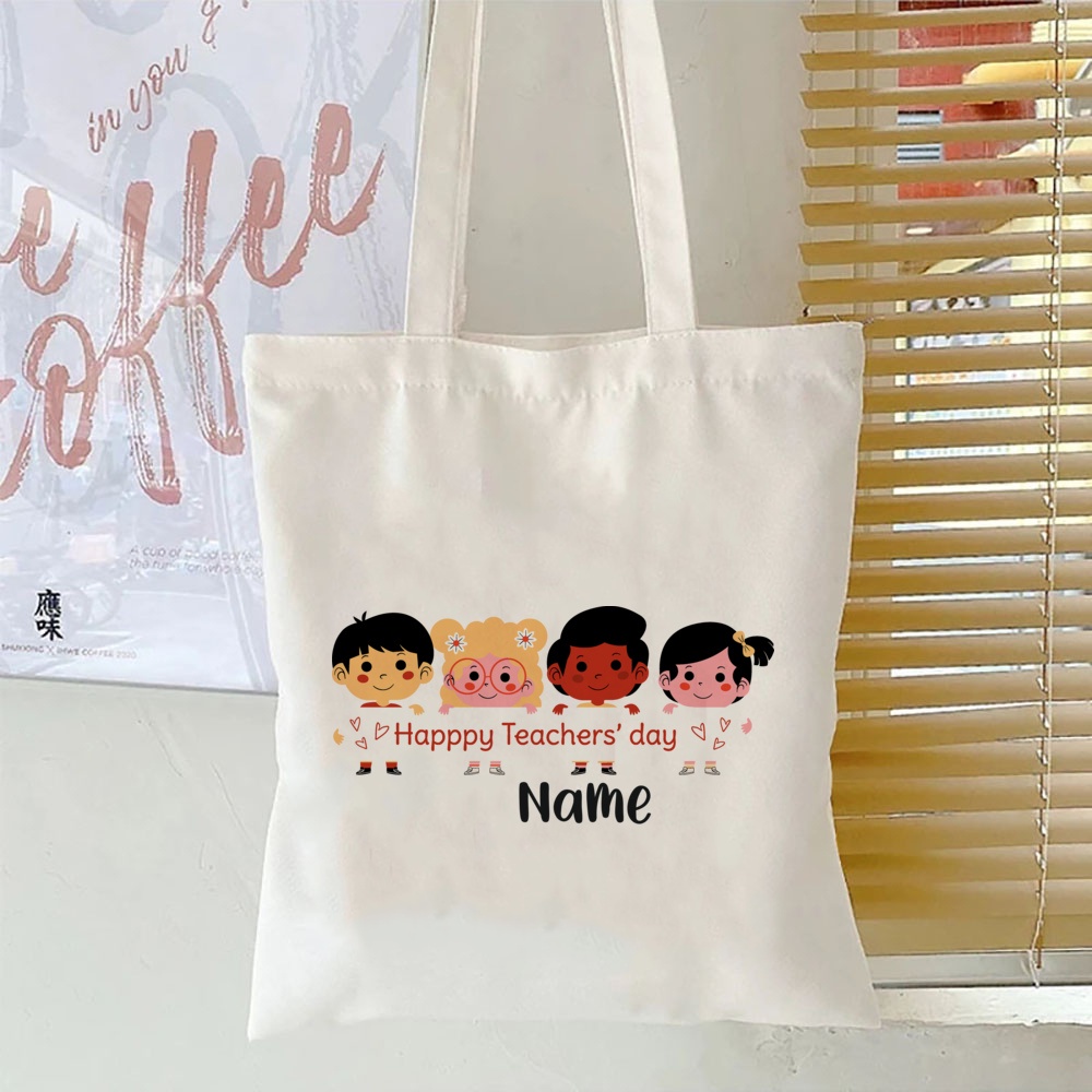 Miễn Phí Thêm Tên Chúc Mừng Ngày Nhà Giáo In Họa Tiết Túi Tote Thời Trang Túi Mua Sắm Nữ Túi Xách Tên Tùy Chỉnh Ngày Nhà Giáo