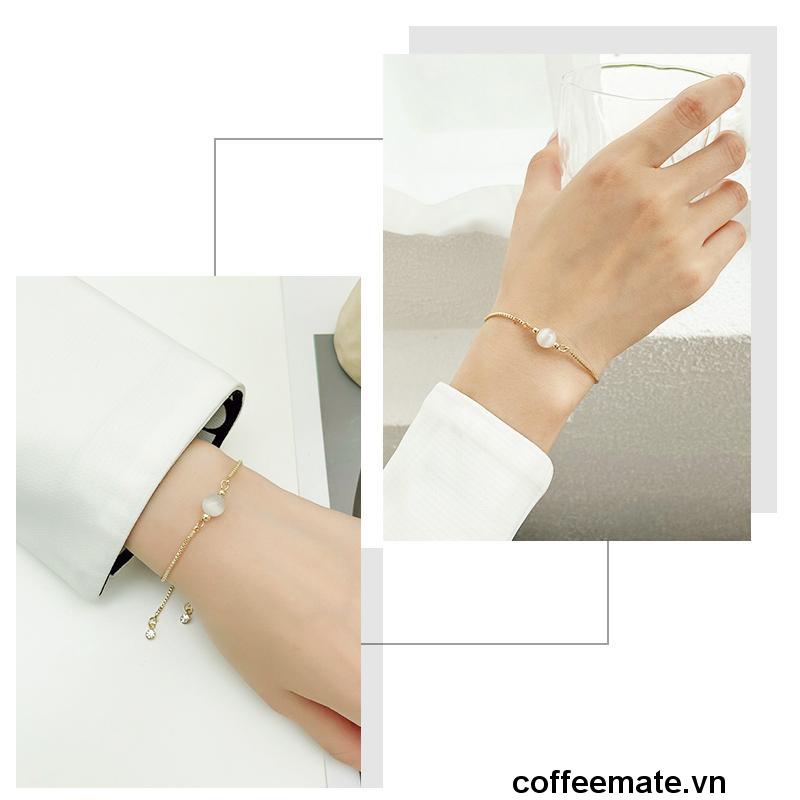 【coffeemate】⚡ Vòng đeo tay có thể điều chỉnh bằng opal có thể kéo được cá nhân hóa Vòng tay pha lê ngọt ngào kiểu cổ điển đơn giản