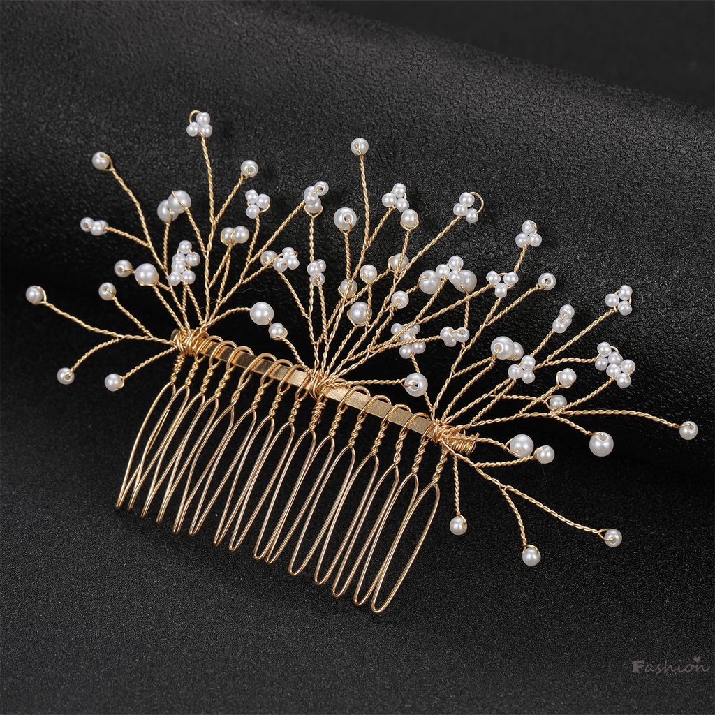 Lược Kim Loại Cài Tóc Cô Dâu Đính Hạt Ngọt Ngào