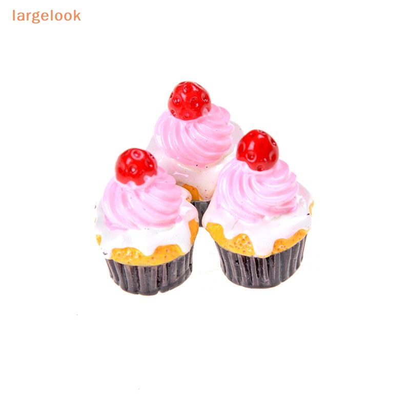 Bộ 3 Mô Hình Bánh Dâu Tây Mini Trang Trí Nhà Búp Bê