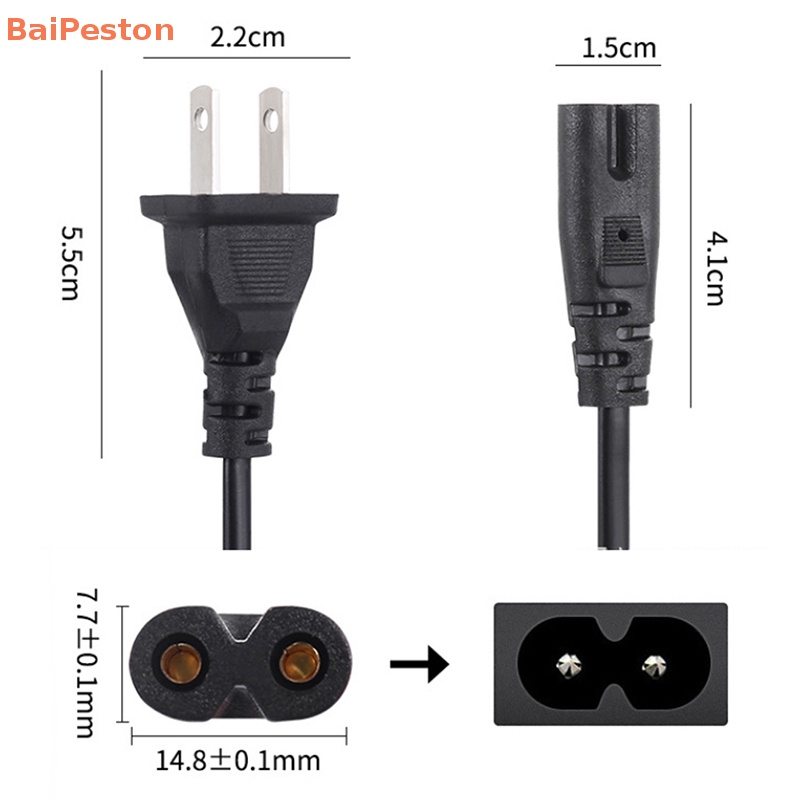 Dây Cáp Nguồn Mở Rộng 2pin IEC320 C7 US Cho Máy In Laptop Dell Canon Epson PS4 XBOX LG Sony
