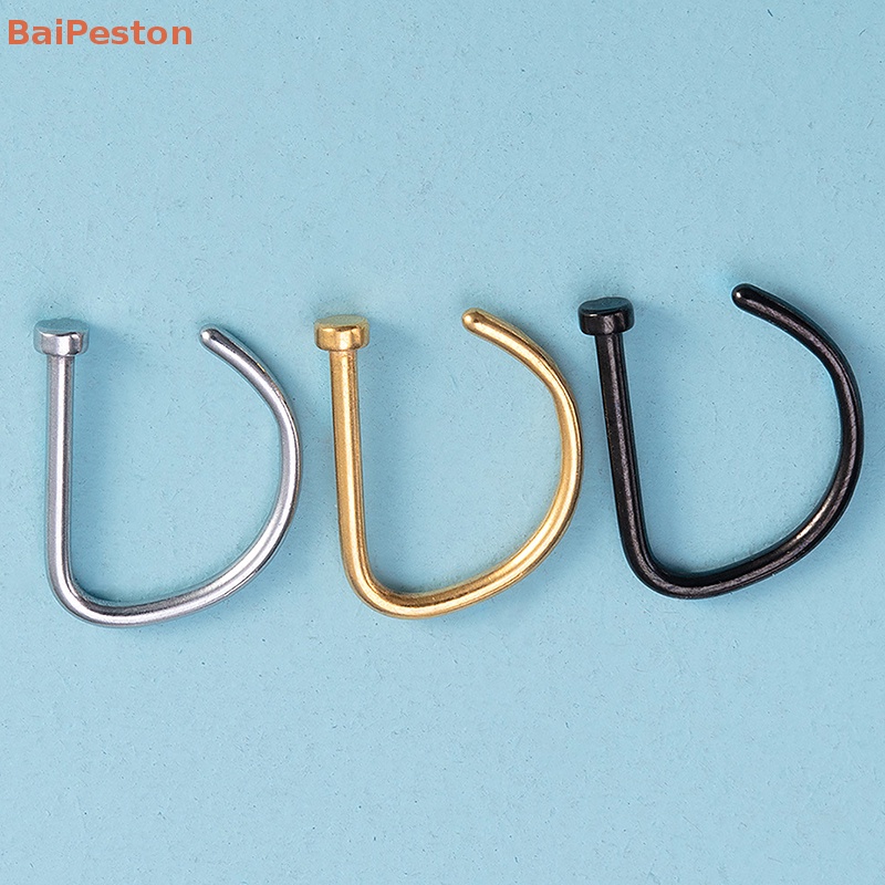 Set 3 Khuyên Mũi 18G Hình Chữ D Bằng Thép Không Gỉ Cá Tính