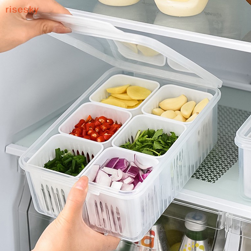 Hộp Đựng Thực Phẩm 6 Ngăn Để Tủ Lạnh Tiện Dụng