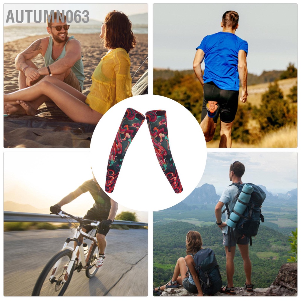 Autumn063 Mùa Hè Ngoài Trời Hình Xăm Hoa Văn Tay Băng Lụa Liền Mạch Chống Tia UV Cánh Cho Đi Xe Đạp Lái ​​Xe