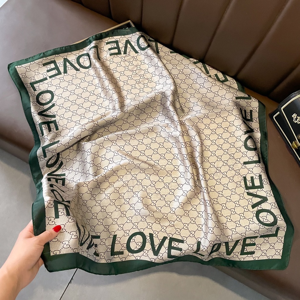Khăn Choàng Cổ Vuông 70CM (27.55inch) In Họa Tiết Chữ GG Sang Trọng Cho Nữ