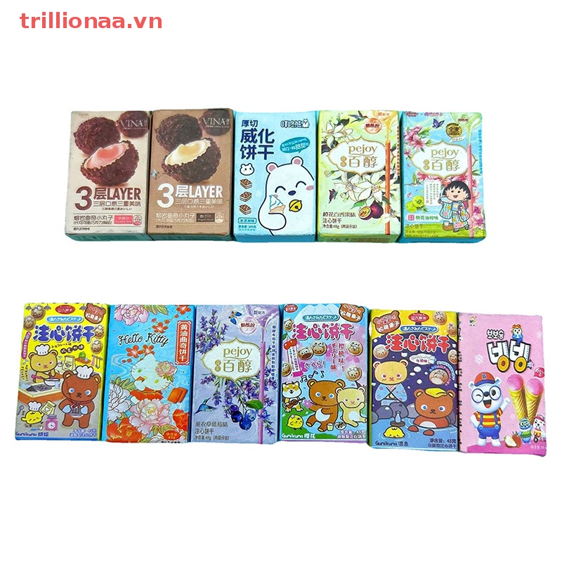 Set 10 Hộp Kem Đồ Chơi Mini Tỉ Lệ 1 / 12 Cho Nhà Búp Bê