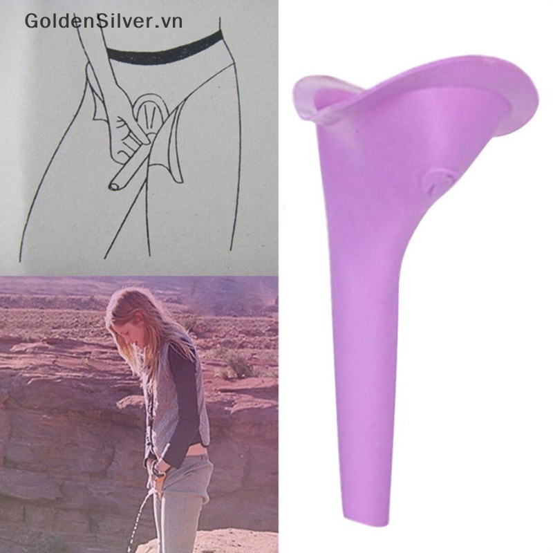 1 Dụng Cụ Đi Vệ Sinh Bằng gel Silica Màu Vàng Bạc Tiện Dụng Mang Theo Du Lịch Cắm Trại Cho Nữ