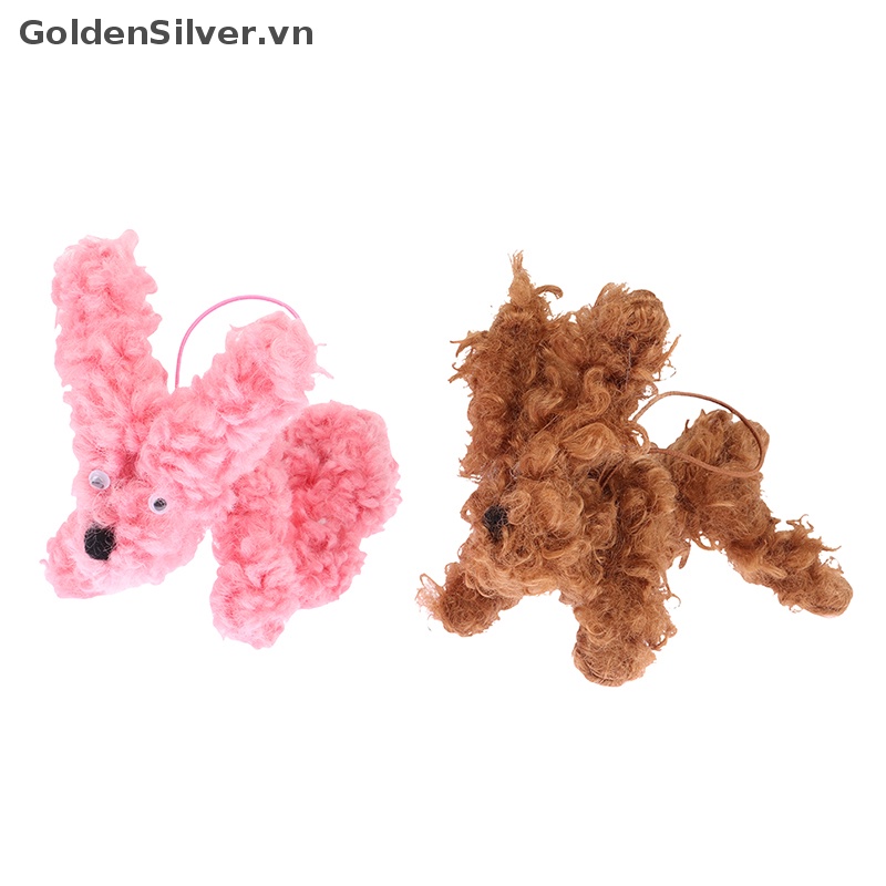 Móc Khóa Hình Chú Chó Nhồi Bông Màu Vàng Bạc Sáng Tạo