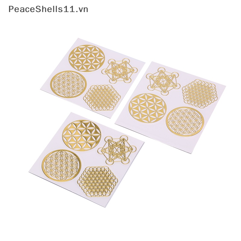 Bộ 4 Sticker Orgonite Hoa Cuộc Sống Bằng Nhựa Resin Năng Lượng DIY