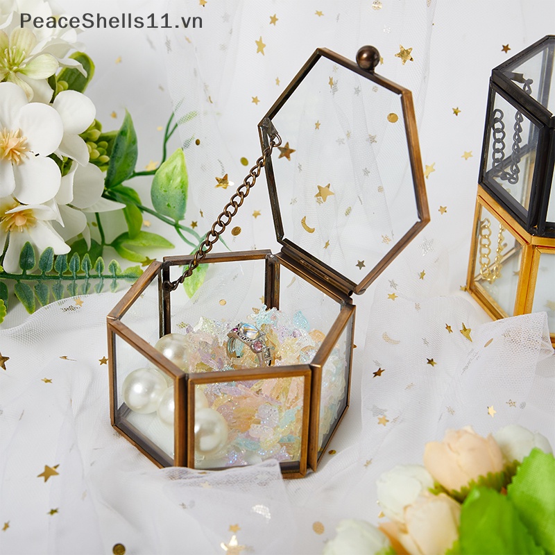 Hộp Đựng Trang Sức Bằng Thủy Tinh Trong Suốt Họa Tiết Hình Học