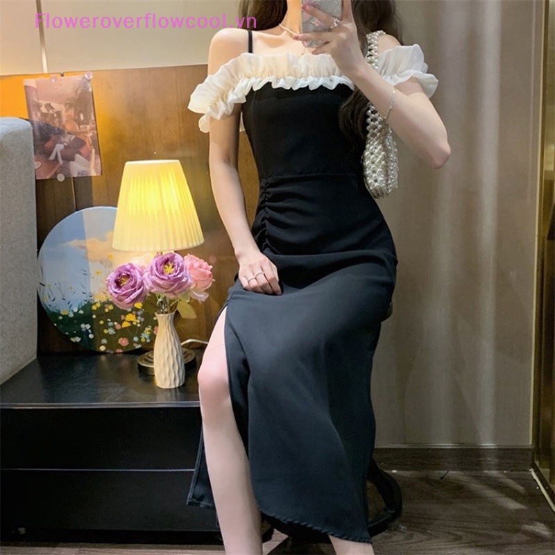 Fofc Đầm Midi Xếp Ly Diềm Xếp Nếp Cổ Chéo Thanh Lịch Gợi Cảm Mùa Hè Kiểu Pháp Cho Nữ HOT