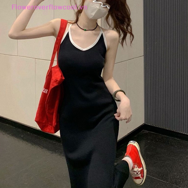 Đầm Hai Dây Cổ Chữ V Hở Lưng Dáng Ôm Thời Trang Mùa Hè 2023 Dành Cho Bạn Nữ