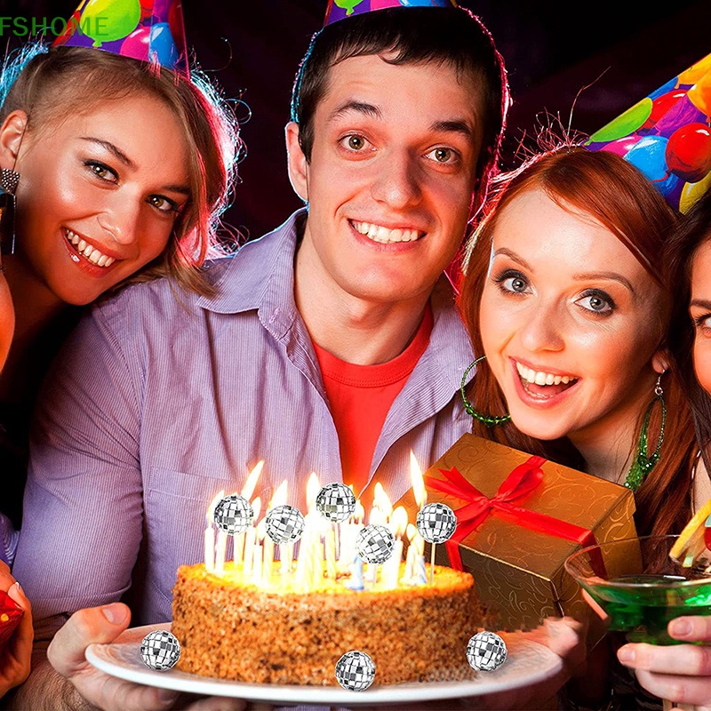 Fshome Set 12 Que Cắm Trang Trí Bánh Kem Disco Mới