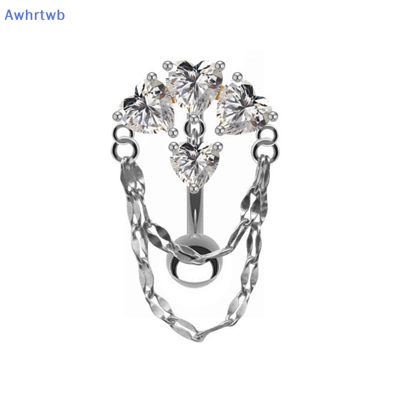 Khuyên Rốn Hình Trái Tim Bằng Thép Không Gỉ Đính Đá Zircon Mới