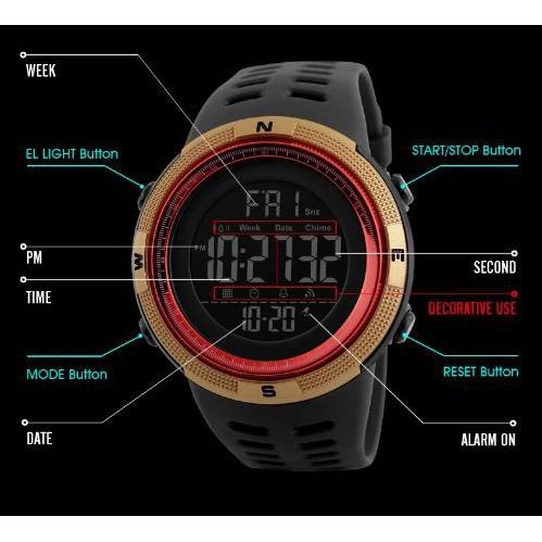 Đồng Hồ Điện Tử Đa Năng Dây Cao Su Kiểu Dáng Thể Thao Thời Trang