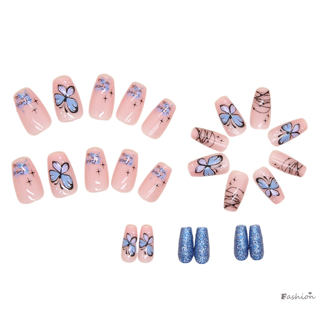 Móng Tay Giả Màu Hồng Nude Lấp Lánh Lâu Trôi Chống Thấm Nước An Toàn