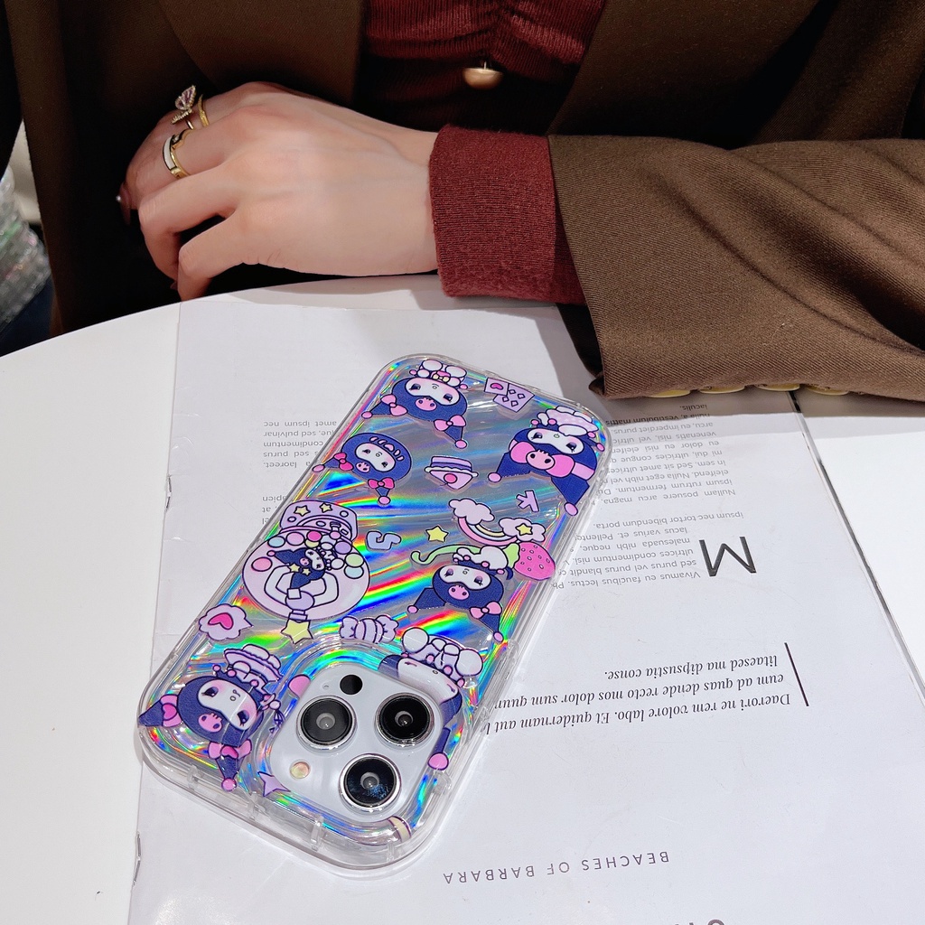 Ốp Điện Thoại TPU Dẻo Trong Suốt Họa Tiết Hoạt Hình Mèo Kuromi Dễ Thương Chống Sốc Cho iPhone 12 13 14 Pro Max